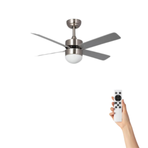 Ventilatore a soffitto Vik con illuminazione - Ø107cm - 6 velocità - Telecomando - Argento