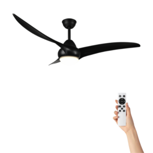 Ventilatore a soffitto Leonardo con illuminazione - Ø115cm - 3 velocità - Telecomando - Nero